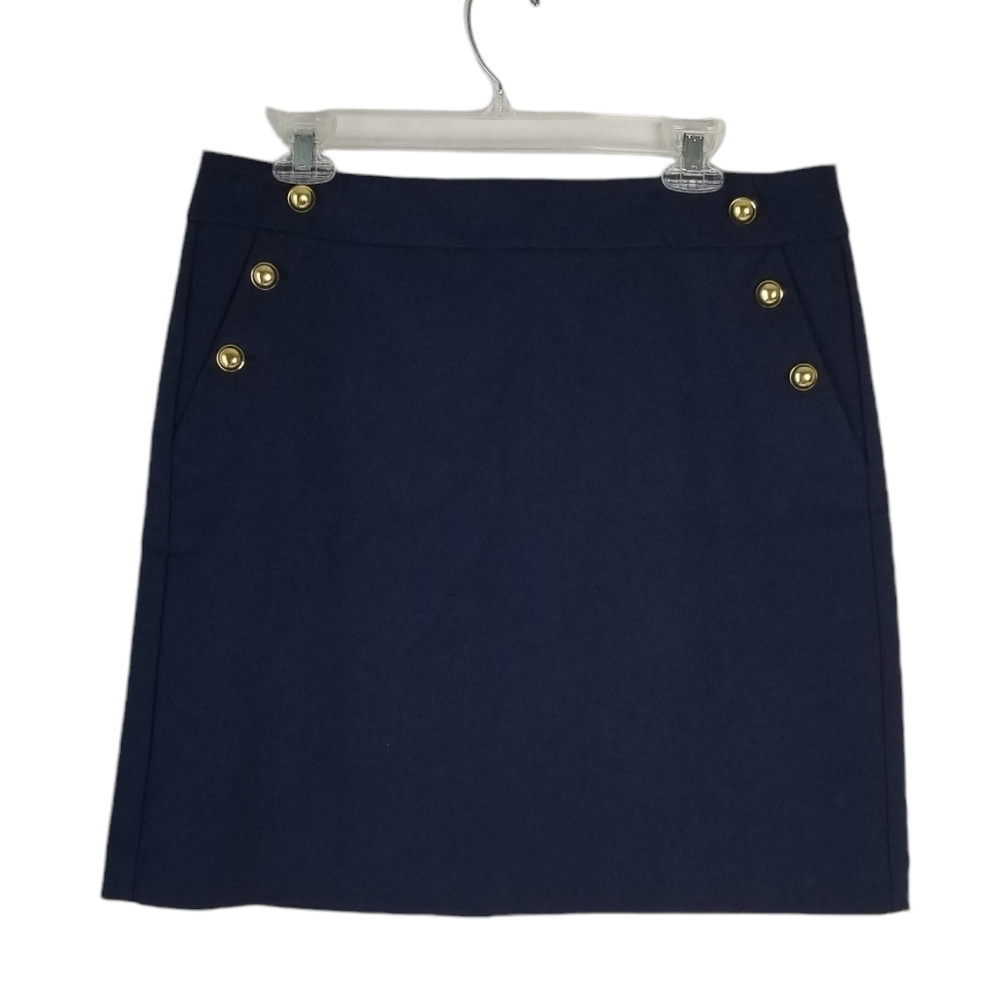 NWOT Loft Navy Sailor Button Pencil Skirt Size 14 Petite